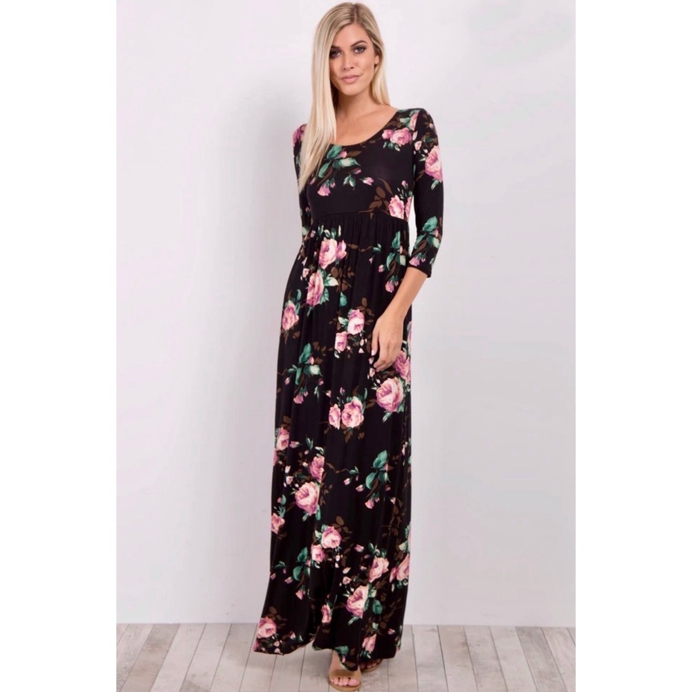 Pinkblush Black Rose Floral Maxi Dress (Maternity) - Picture 2 of 3